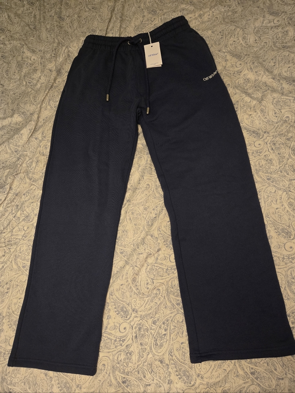 Off-White Windy Arrow Logo Sweatpants Navy Blue White L NWT Authentic Streetwear